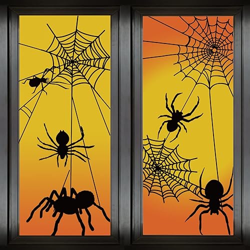 Decoraciones grandes para ventana de Halloween, monstruo espeluznante, se aferra de Halloween, silueta aterradora, calcomanías de póster de ventana