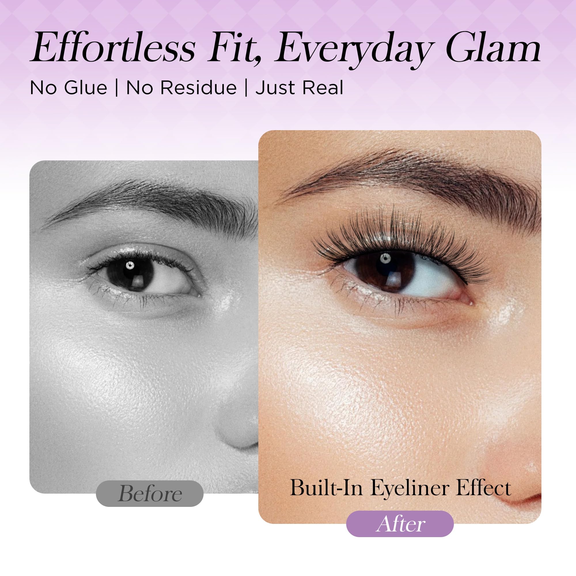 BEYELIAN Self Adhesive Eyelashes Natural Look, Pre Glued Wispy False Lashes No Glue Required, Faux Mink Eyelashes 5 Pairs