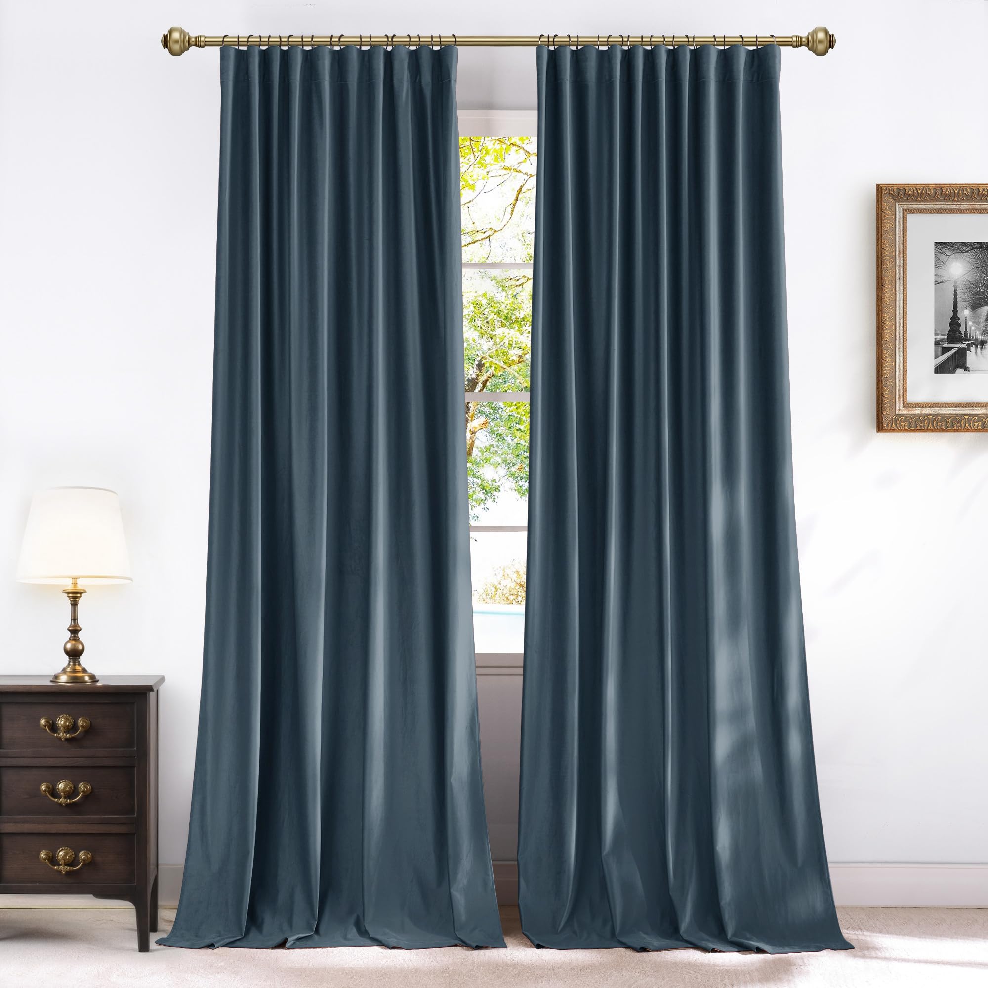 Photo 1 of NICETOWN Velvet Curtains 10 ft Long 2 Panels