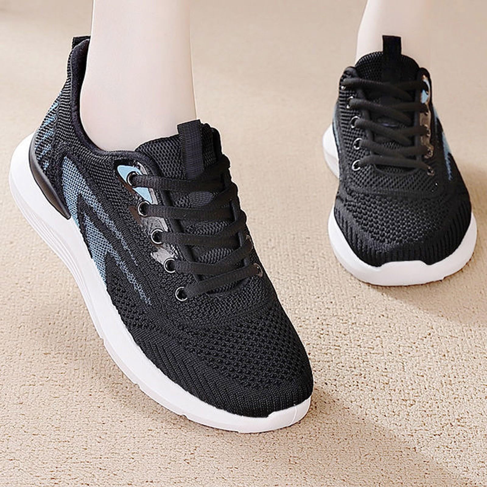 Scarpe Comode per Camminare Eleganti Traspiranti Sneakers Bianche Donna | Scarpe Sportive Donna in Pelle Sintetica per Camminata Nordica Sneakers Ragazza Moda Tempo Libero Tessuto Sintetico