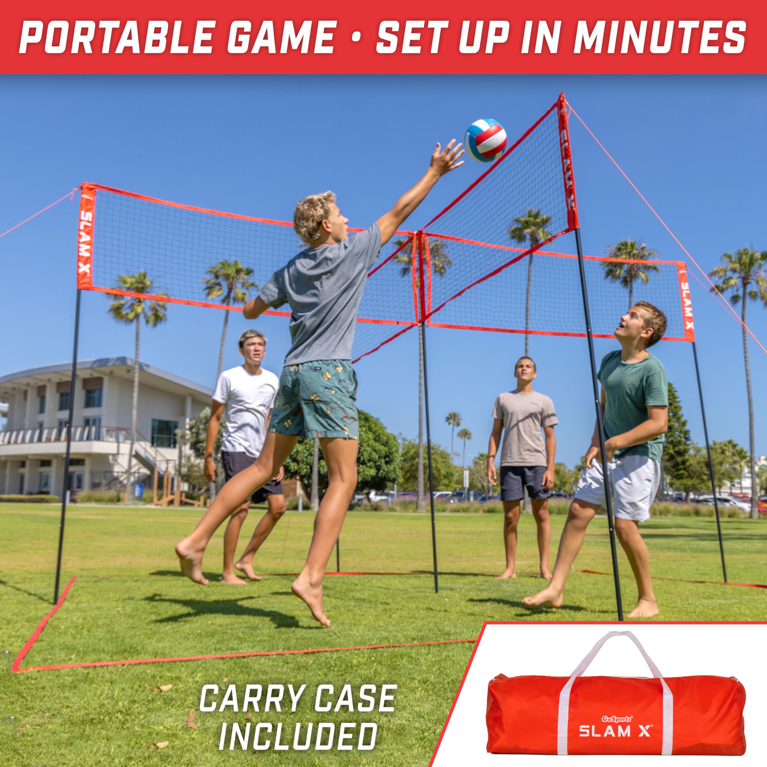 Amazon.com : GoSports Slam X 4 Square Volleyball Game Set