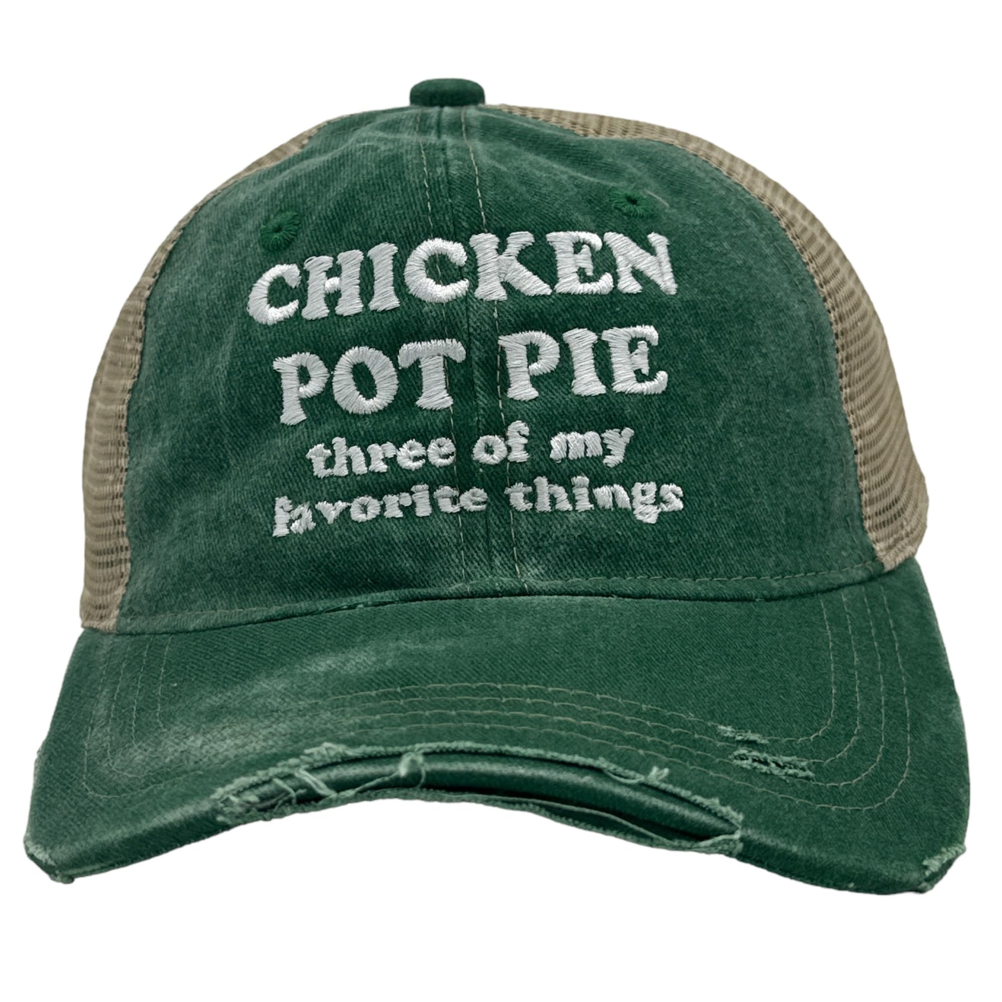 Chicken Pot Pie Three of My Favorite Things Hat Funny 420 Trucker Cap Funny Hats 420 Cool Food Novelty Caps for Men Trucker Standard