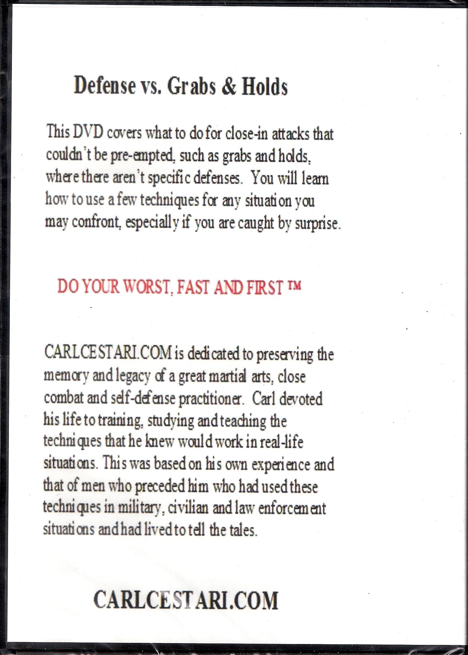 DEFENSE VS. GRABS AND HOLDS DVD BY CARL CESTARI