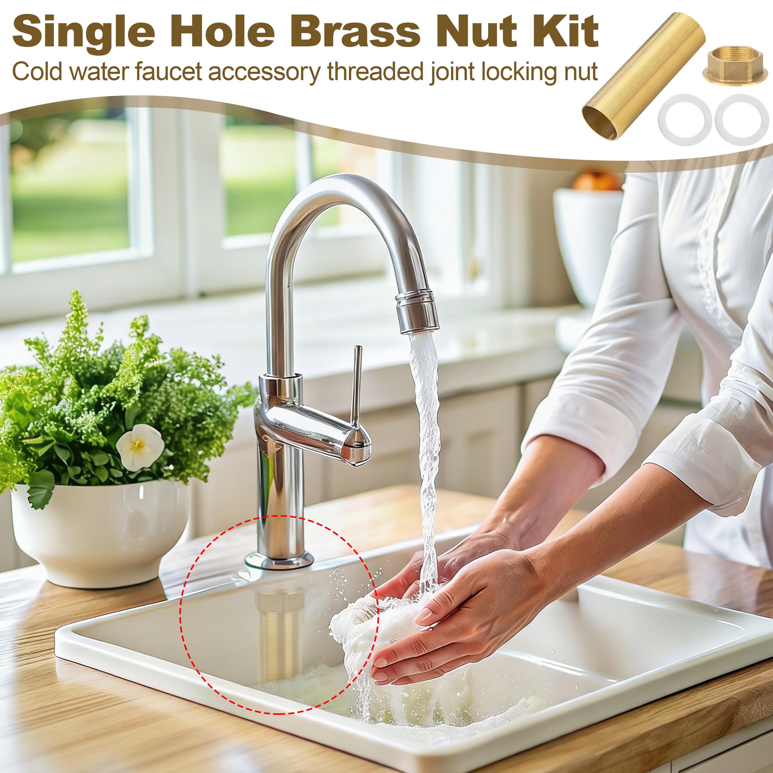 Kit di Prolunghe Filettate Rubinetto in Ottone, Estensione 60mm x M32 con Dado e Guarnizioni per Miscelatore Cucina & Lavabo, Riparazione e Fissaggio