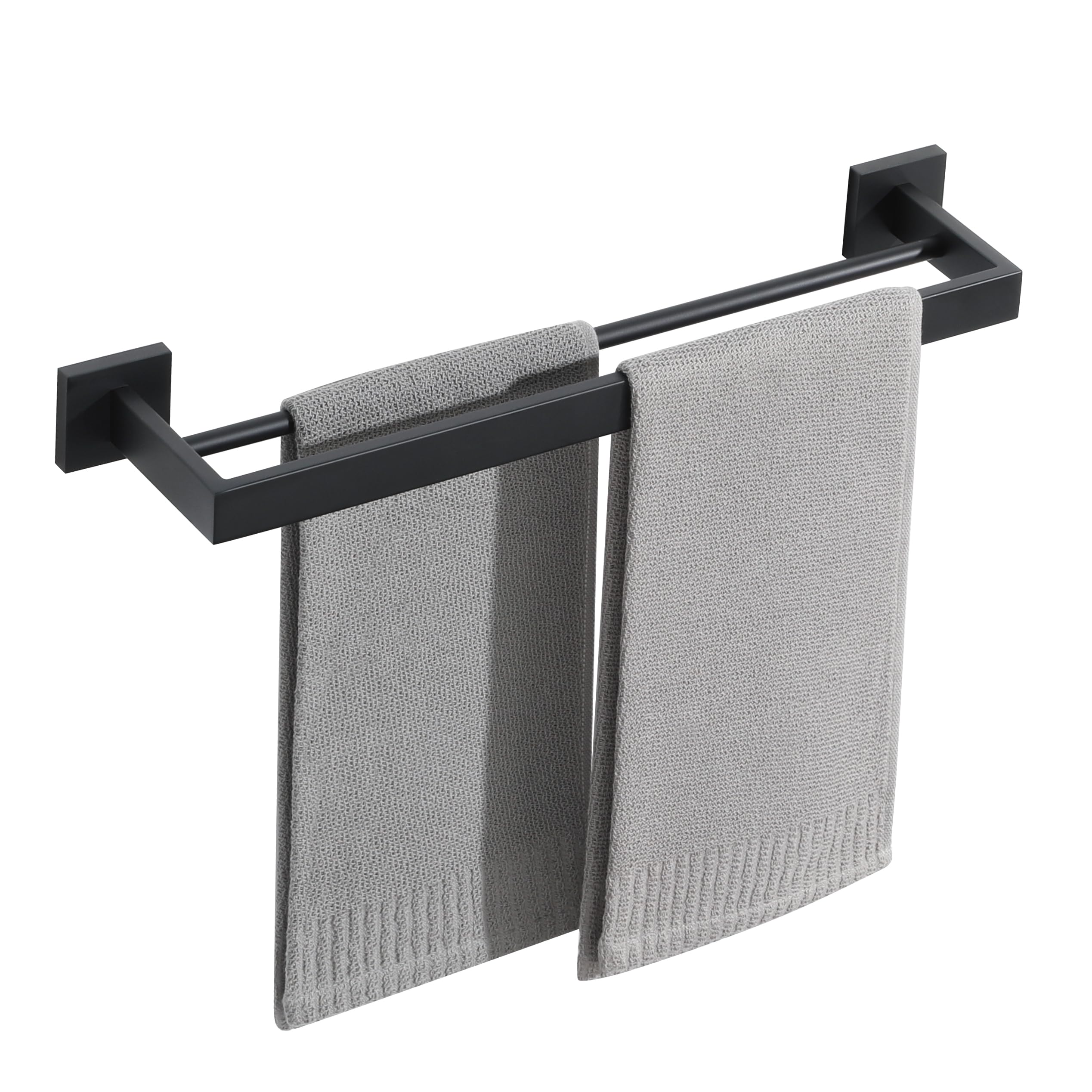 SAYAYO Toalleros de Baño, Toallero Negro Accesorios Baño Doble Colgador Trapos Cocina Acero Inoxidable Toallero Negro para Baño y Cocina 50CM