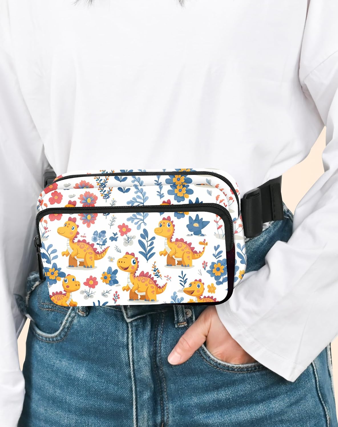Dinosaur Fanny Pack Fashion Belt Bag Lightweight Waist Pouch with Adjustable Strap Mini Crossbody Bags for Women Travel Sports Running - Image 6