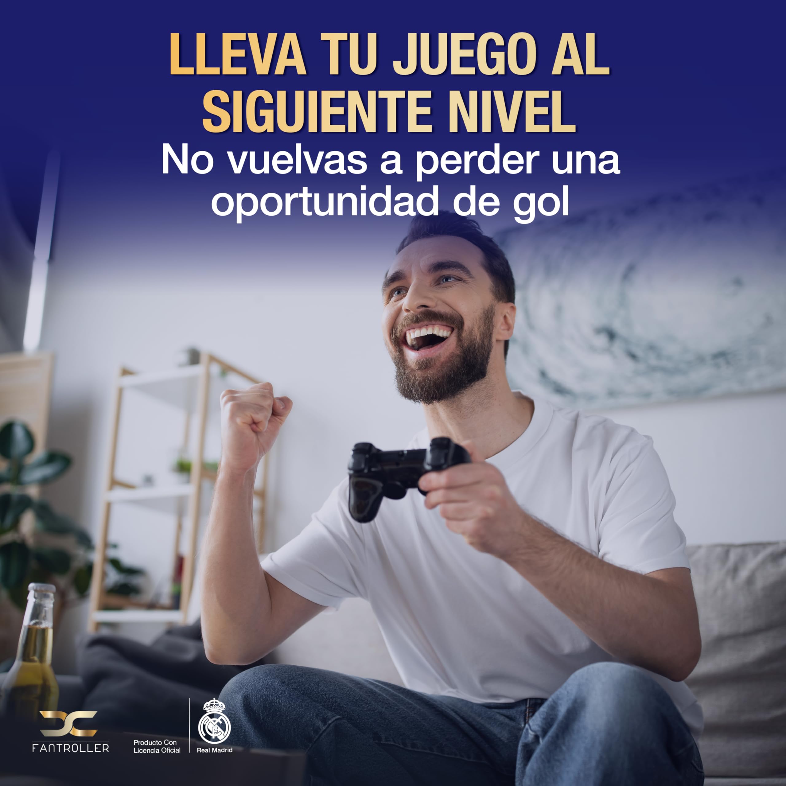 Funda para controlador PS4 con diseño oficial del Real Madrid para máxima protección y agarre | Funda para controlador PS4 disponible en azul y blanco