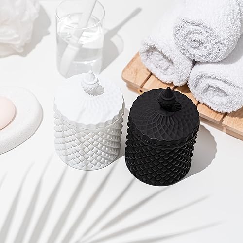 Miniatura 2 de Paquete de 2 tarros de vidrio para boticario Qtip dispensadores, recipientes de almacenamiento de baño para bolas de algodón, hisopos, almohadillas,