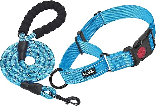 Miniatura 6 de Collar reflectante para perro con hebilla de bloqueo de seguridad, collares de nailon acolchado ajustable para mascotas para cachorros