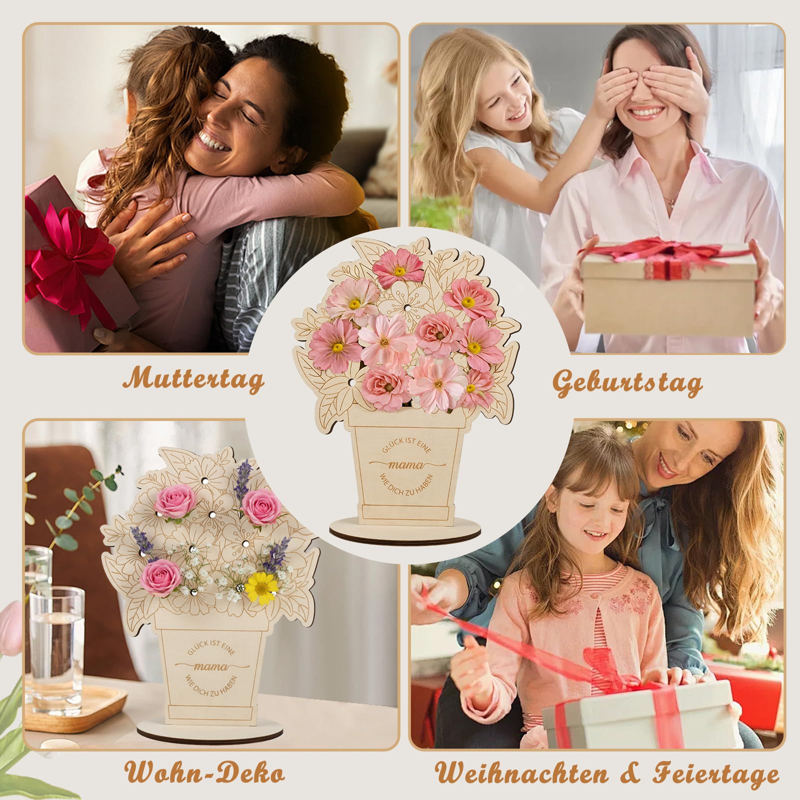 Bouquet de fleurs en bois kit de bricolage avec gravure décoration en bois