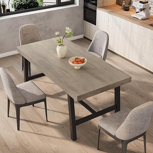 Miniatura 14 de IDEALHOUSE Mesa de comedor industrial para 6-8 personas, mesa de cocina grande de madera de 70.87 pulgadas con marco de metal resistente, mesa de