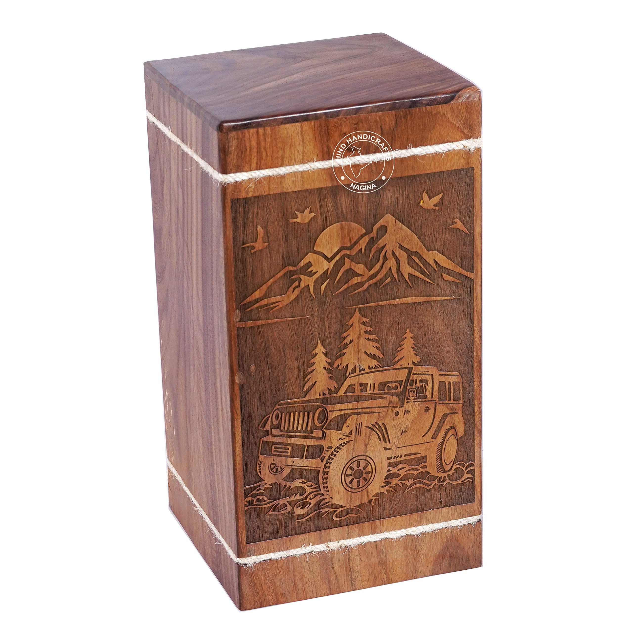 Urne funéraire en bois pour cendres humaines adultes 113,4 kg motif soleil levant