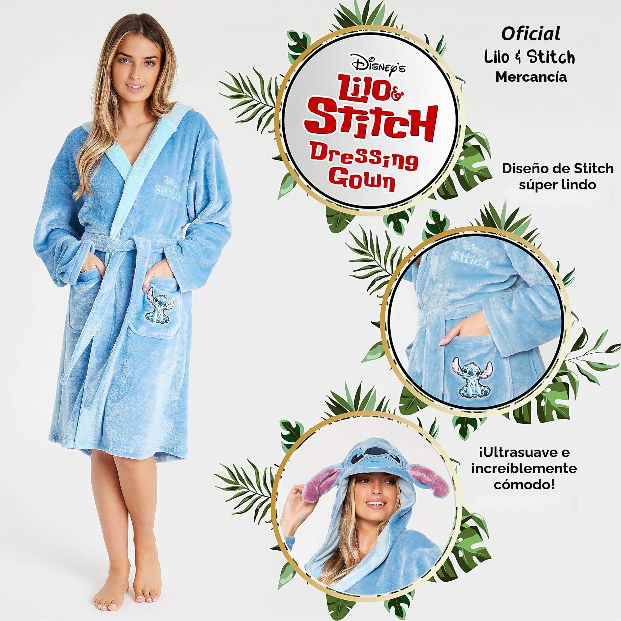 Disney Bata de Casa Mujer de Stitch de Forro Polar