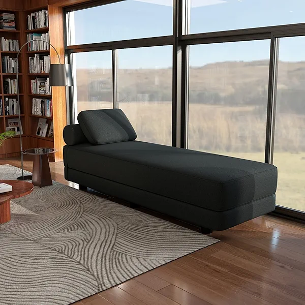 Sofa Bed Queen Size Daybed Folding Sofa Chair Bed with Pillow Foldable Mattress, Lounge Sofa Chair Bed with Back Support, Comfy Floor Sofa Lounge for Living Room Bedroom (Polyester Fabric- Charcoal)