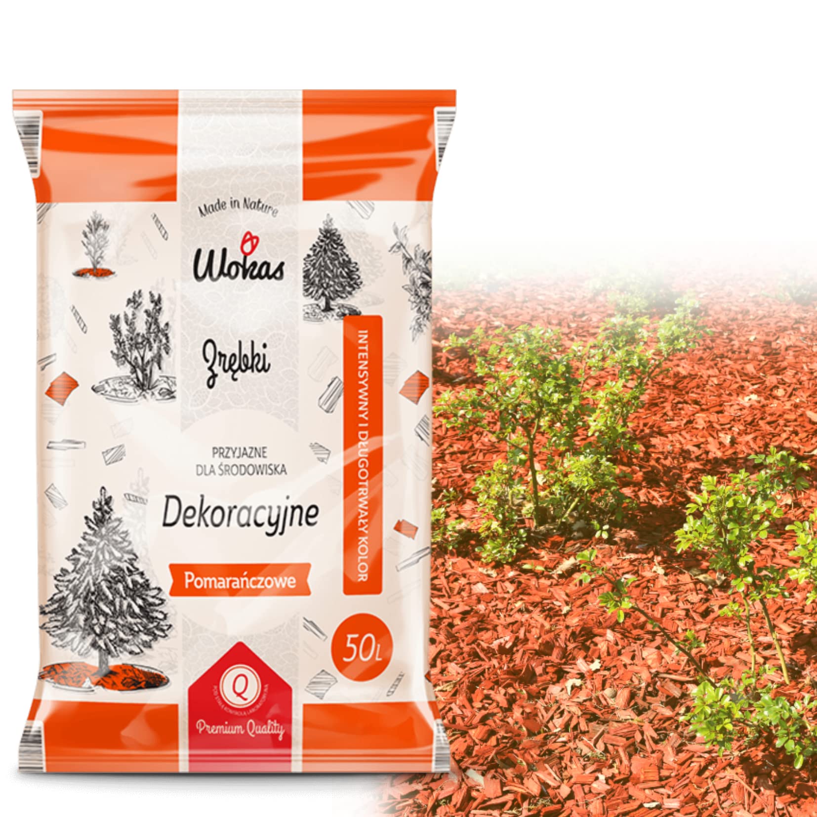 Wooden Mulch Orange Decorative Bark Chips 50L Garden Flower Landscape
