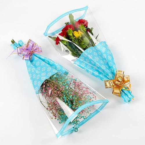 Miniatura 4 de Aylmrice Bolsas de celofán transparente de plástico de flores pequeñas para ramos de flores, papel de regalo para el día de San Valentín, 50