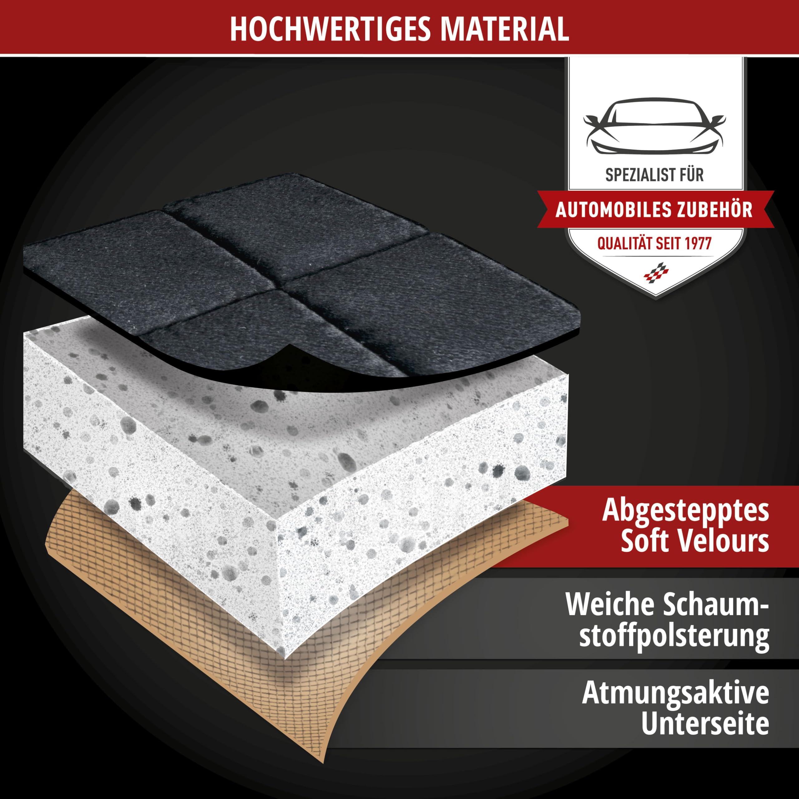 Walser Premium Sitzauflage Auto Luxor aus edel abgestepptem Velours-Material, 1 Sitzschoner Auto für Rücksitzbank (ISOFIX-kompatibel), Rücksitzschoner, Universelle PKW Sitzauflage, Sitzbezug Auto