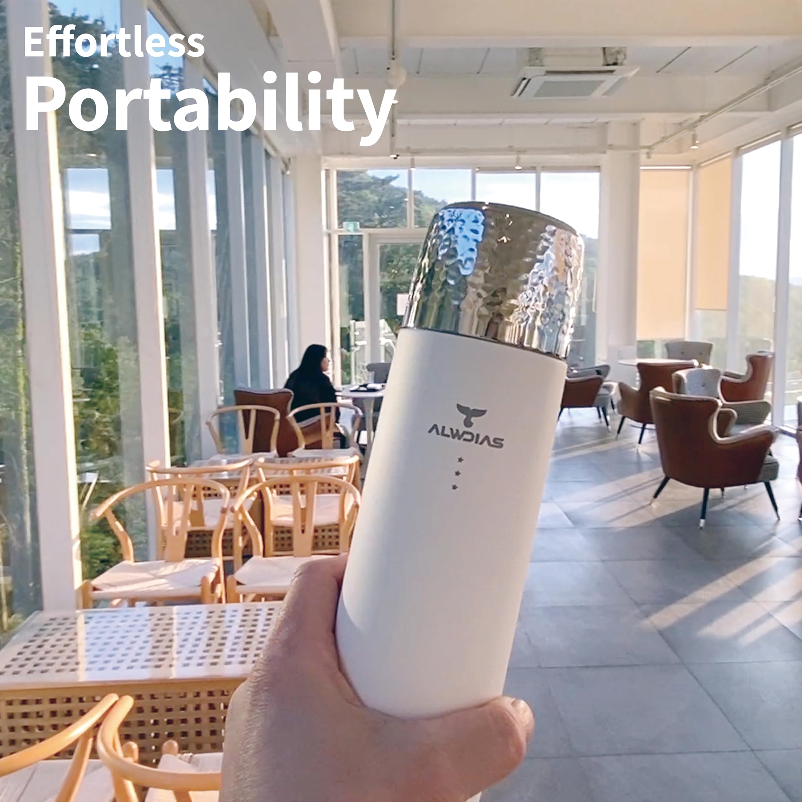 Thrista - Botella de agua de acero inoxidable 316 aislada al vacío, infusor de té de titanio, diseño compacto y a prueba de fugas, 479.1 g/500 ml, apertura con un solo toque para bebidas frías