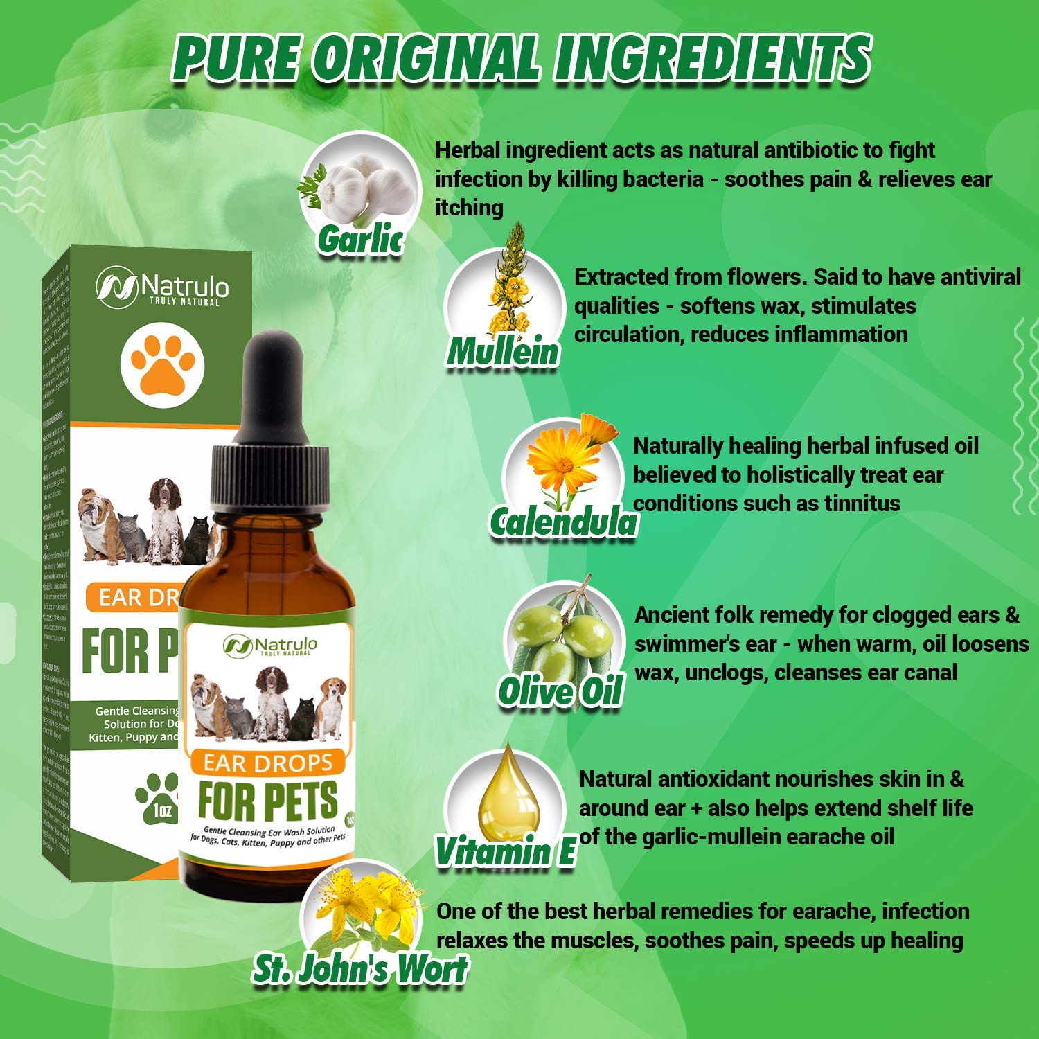 Natural Ear Cleaner for Dogs, Cats, Kitten, Puppy – Gentle Cleansing Ear Wash Solution Mite Infection & Yeast Treatment for Pets – Drying, Healing Medicinal Ear Cleaning Drops Made in USA - image 4
