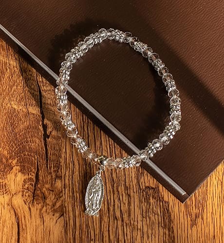 Miniatura 4 de MTT Pulsera de Rosario de Guadalupe de cristal de plata con bolsas de organza, recuerdo de bautizo, recuerdo de bautizo, quinceañera, baby shower,