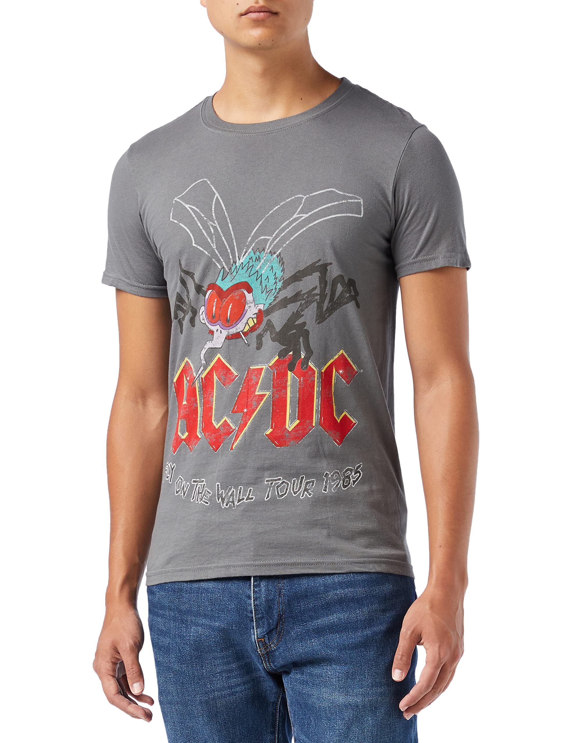 AC/DC Fly On The Wall Tour 1985 T Shirt - Cotton - Grey - L