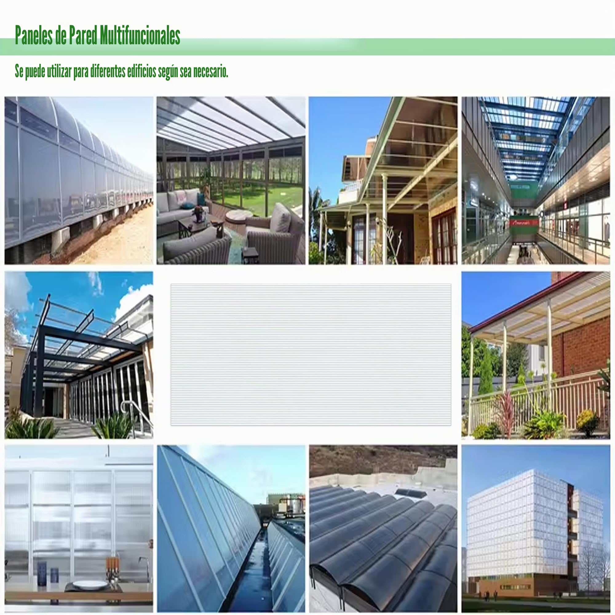 Juego de 14 planchas alveolares transparentes de policarbonato, 10,25 m², resistentes a los rayos UV, placas de invernadero de doble puente para la construcción de garajes, invernaderos