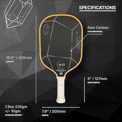 Miniatura 3 de Six Zero Pickleball Paleta de pickleball de cuarzo, construcción premium, carbono crudo, ideal para principiantes