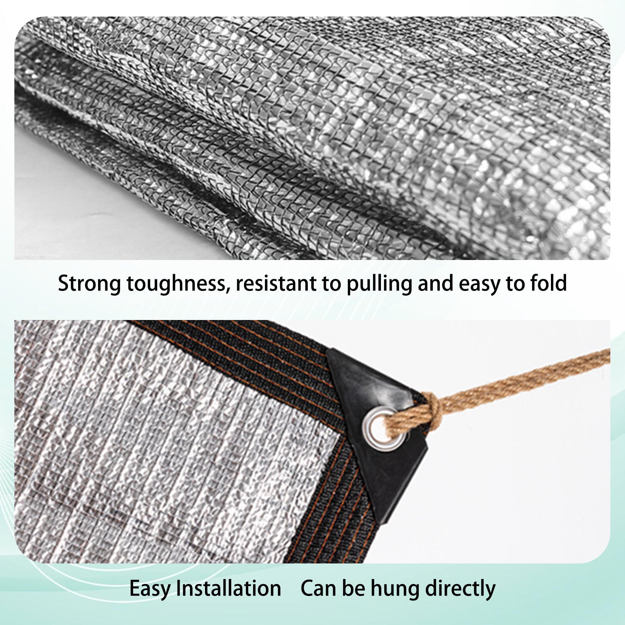 Aluminiowa Tkanina Zacieniająca Z Przelotkami 360 x 500 cm Przeciwsłoneczna Tkanina Na Cień Ogrodowy Z Przelotkami Do Użytku Zewnątrz Ogród, Samochód, Zwierzęta, Srebro