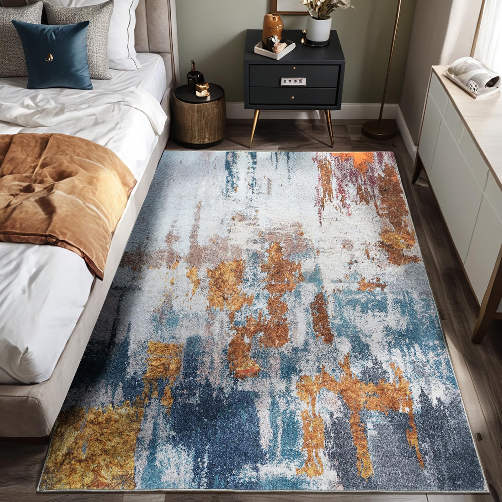 Entryway Rug Indoor Door Mat 3x5 Washable Boho Small Area Rug Non-Slip Ultra Soft Faux Wool Vintage Rug for Kitchen, Bathroom, Entrance, Throw Carpets