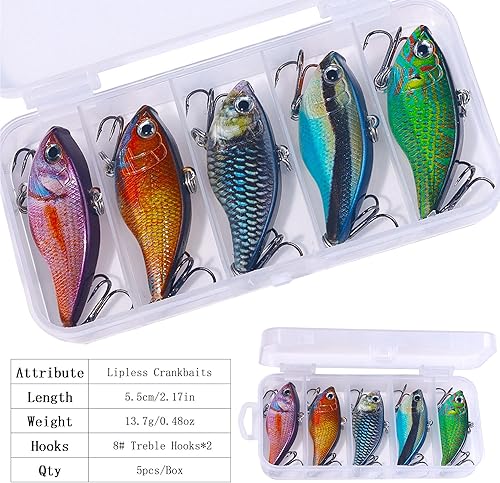 Miniatura 2 de LURESMEOW Señuelos de pesca sin labios para agua dulce y salada, crankbaits sin labios para pesca de lubina, juego de señuelos para lubina, trucha,