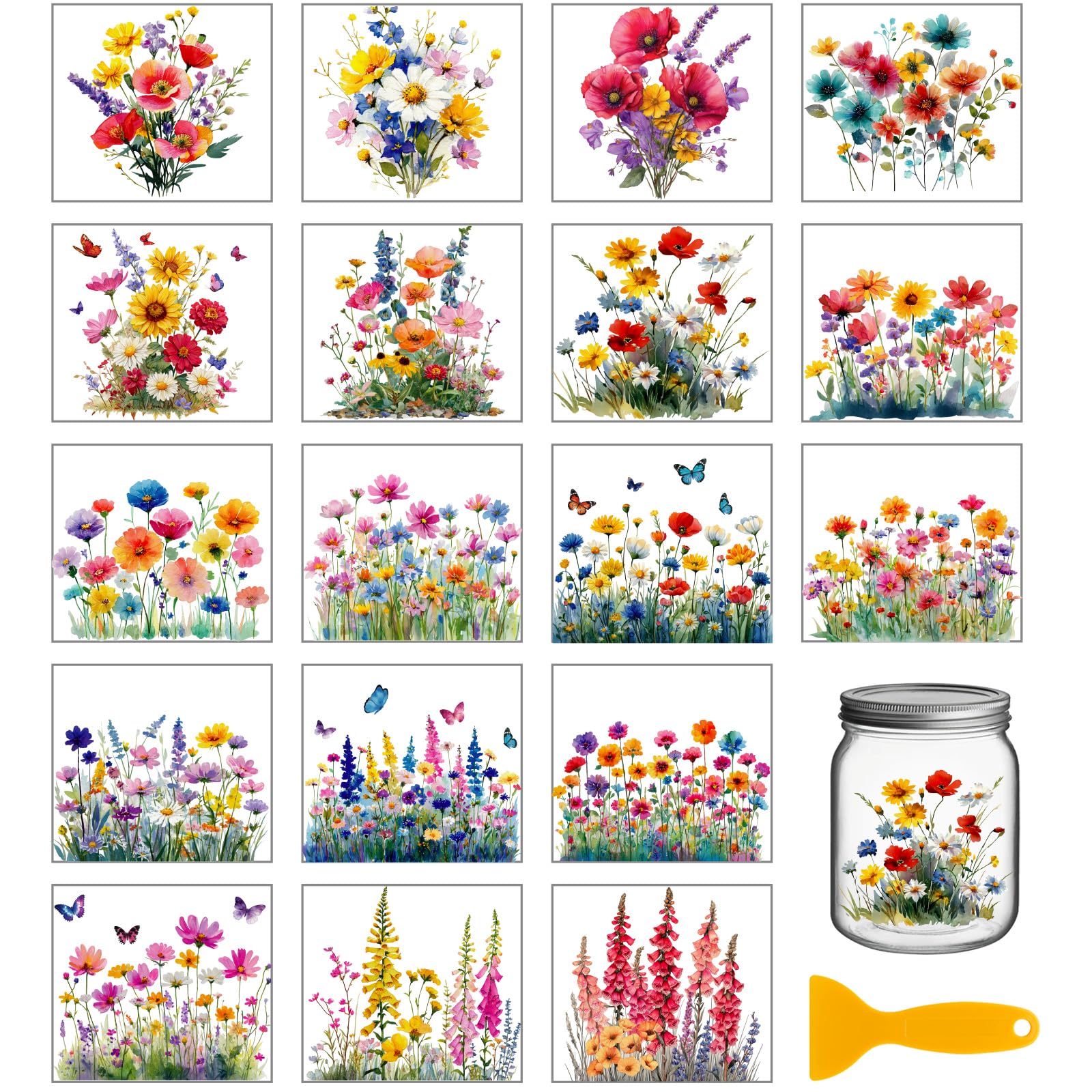 Flores silvestres para transferencia en muebles antiguos y proyectos de hogar