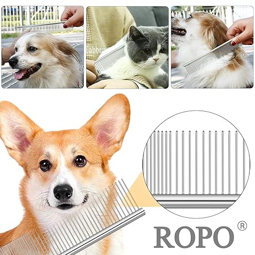 Miniatura 5 de ROPO Peine para perros para quitar el pelo enmarañado  Peine de desmenuzamiento para mascotas con dientes redondeados y mango de agarre