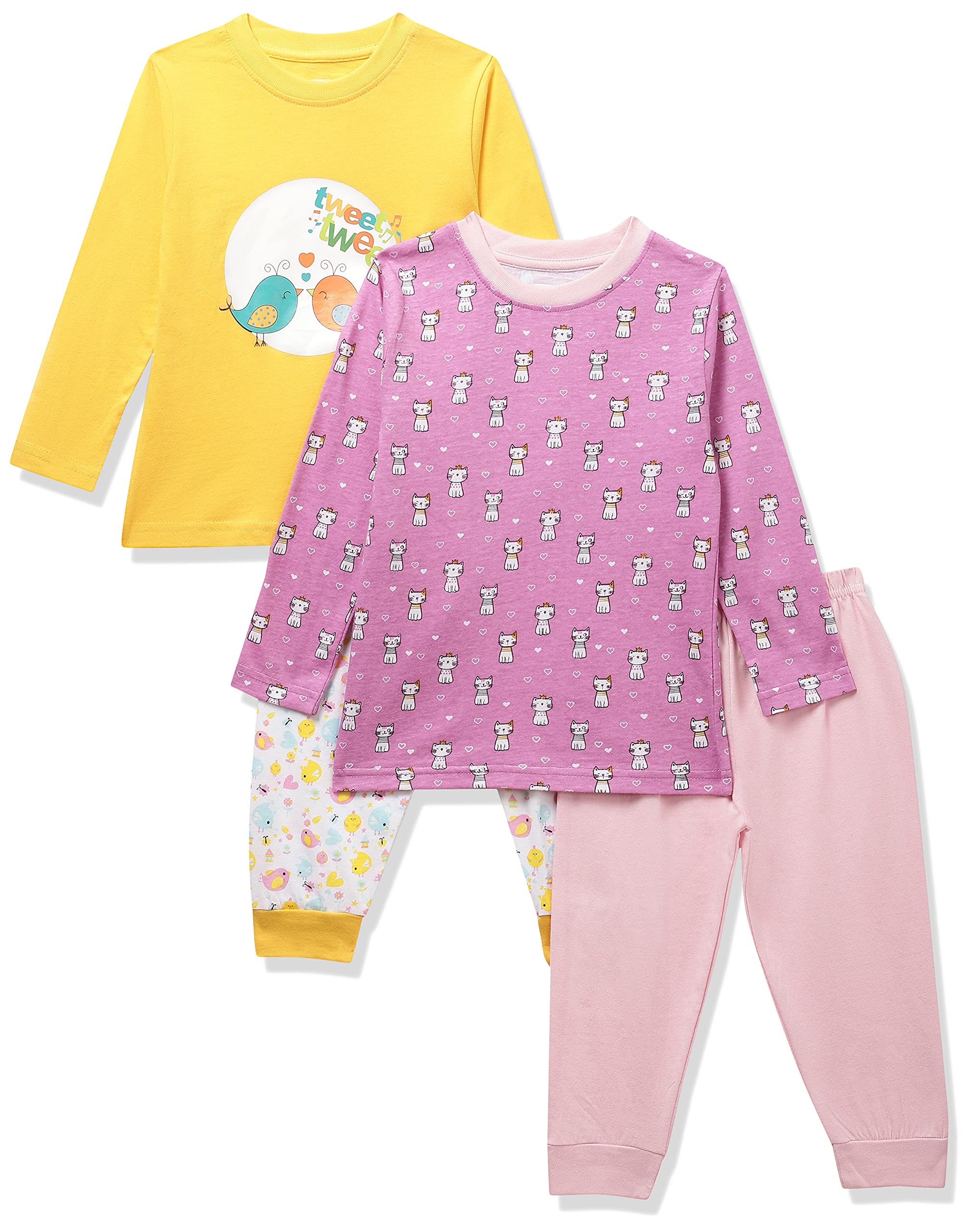 Pink.White Girls Full Sleeve T-Shirt & Pajamas Set Pack of 2 Age - 7-8 Years (MT-405362G)