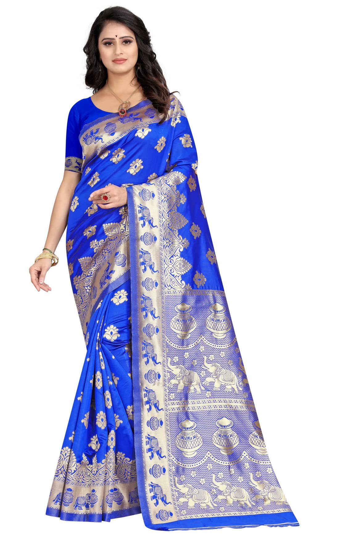 sugathari Women's Banarasi Saree Pure Kanjivaram Silk Saree Soft new ladies 2023 Design Wear Pattu Sarees Latest Cotton Party Sari collections With Blouse Piece for Wedding sadi (SAM SAN 9016)-picture-23