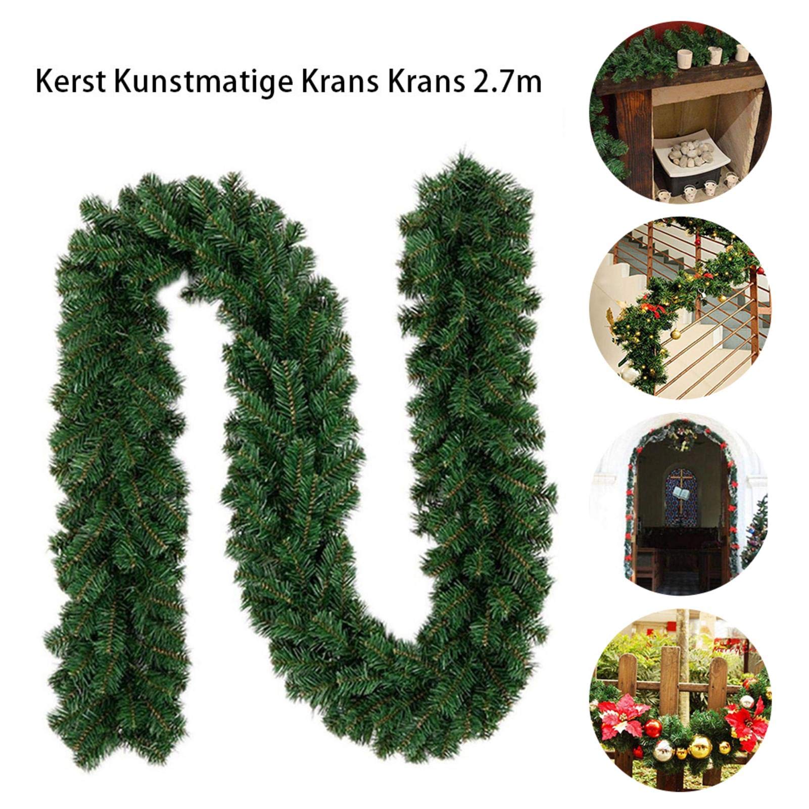 Ghirlanda di Natale, 1,8 m, ghirlanda di cedro, adatta per caminetti e scale, ghirlanda artificiale ispessita, decorazione invernale verde, decorazione natalizia per interni