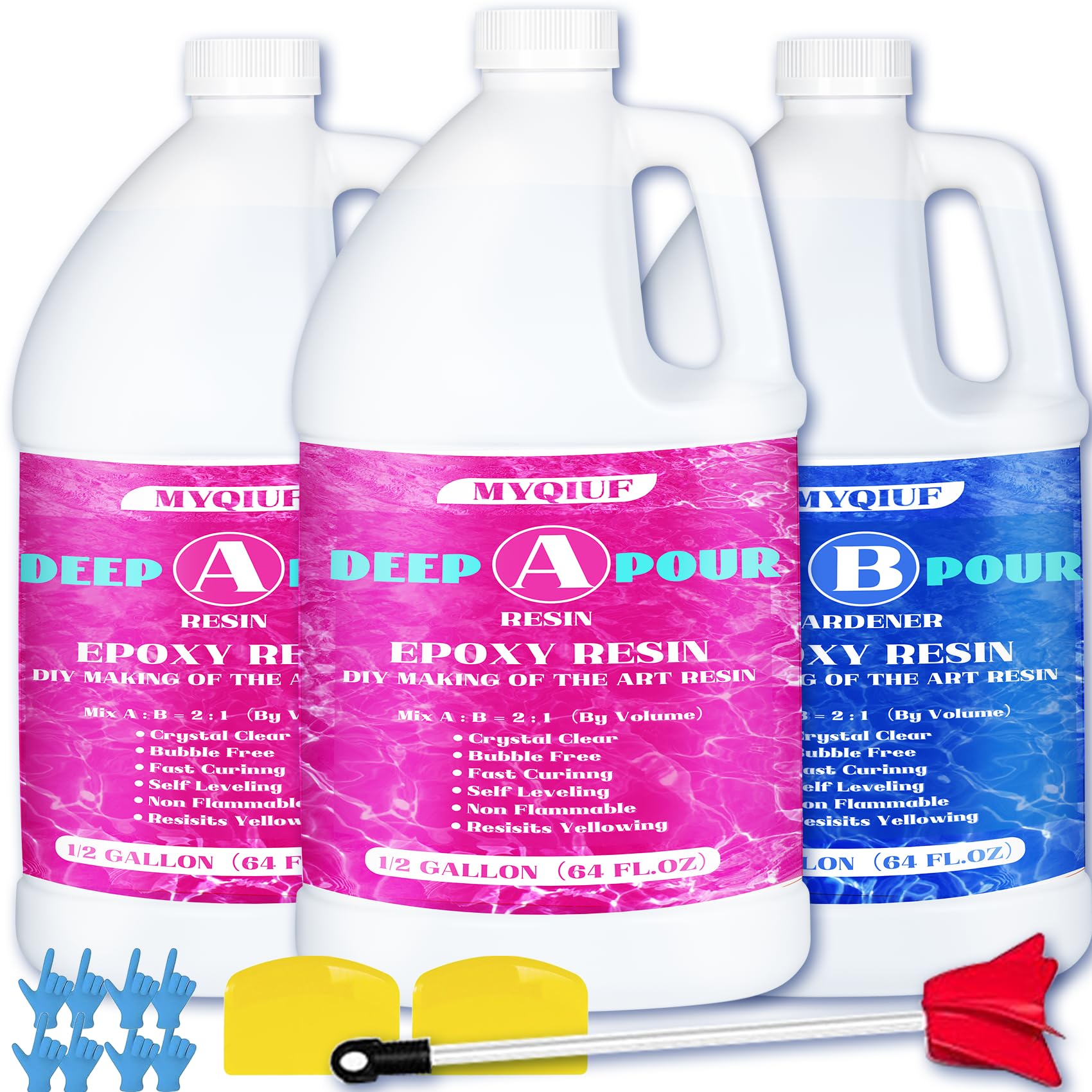 Deep Pore Epoxy Resin, 1.5 Gallon 2-4 Inch Spout Depth Epoxy Kit Crystal Clear High Gloss Bubble Free Self-Leveling DIY Mold Wood River Table Flower Storage Top Mold Craft Mix 2:1 Ratio
