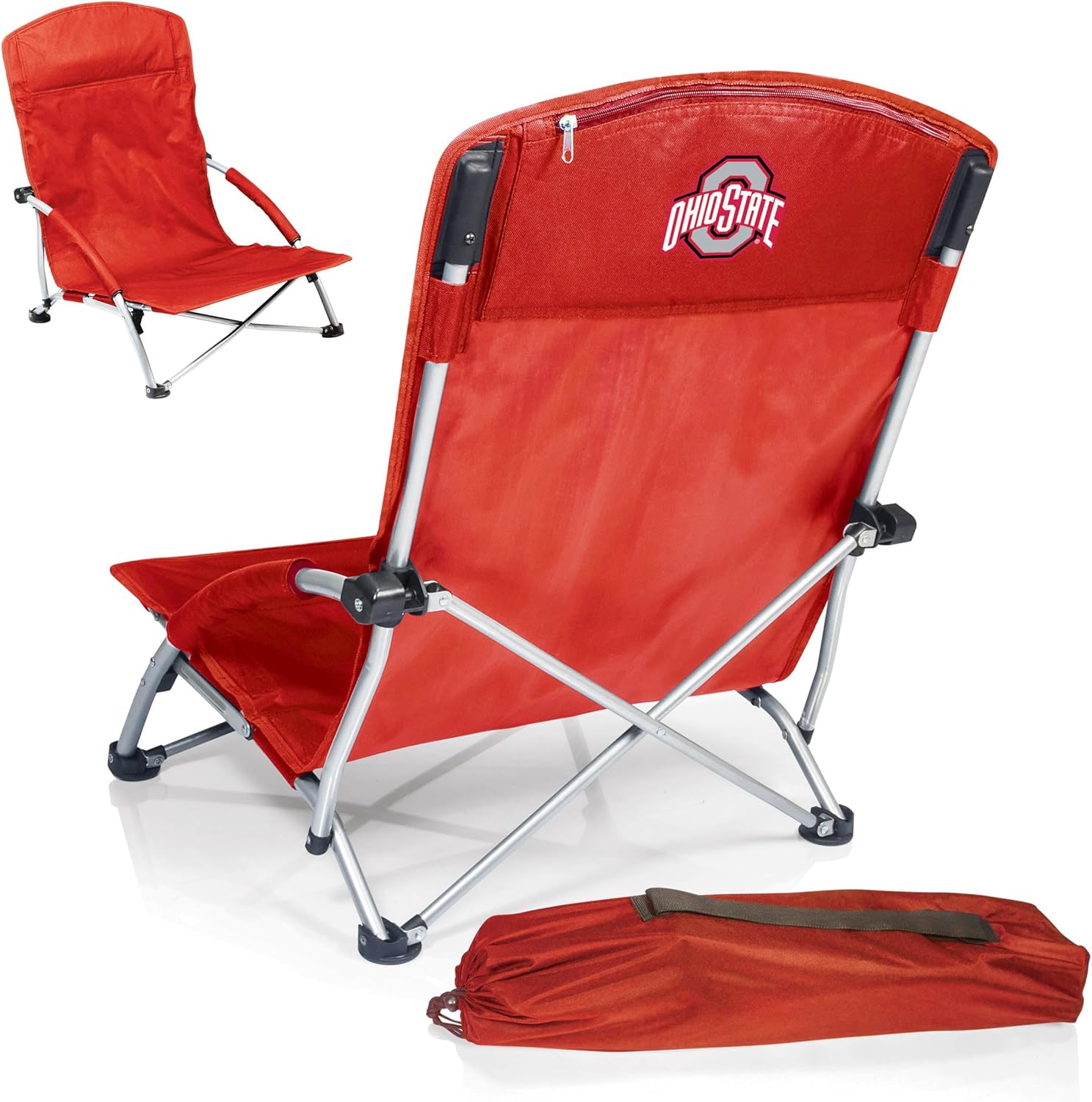 Picnic TIME NCAA Tranquility Beach Chair with Carry Bag - Low Beach Chair for Adults - Low Lawn Chair