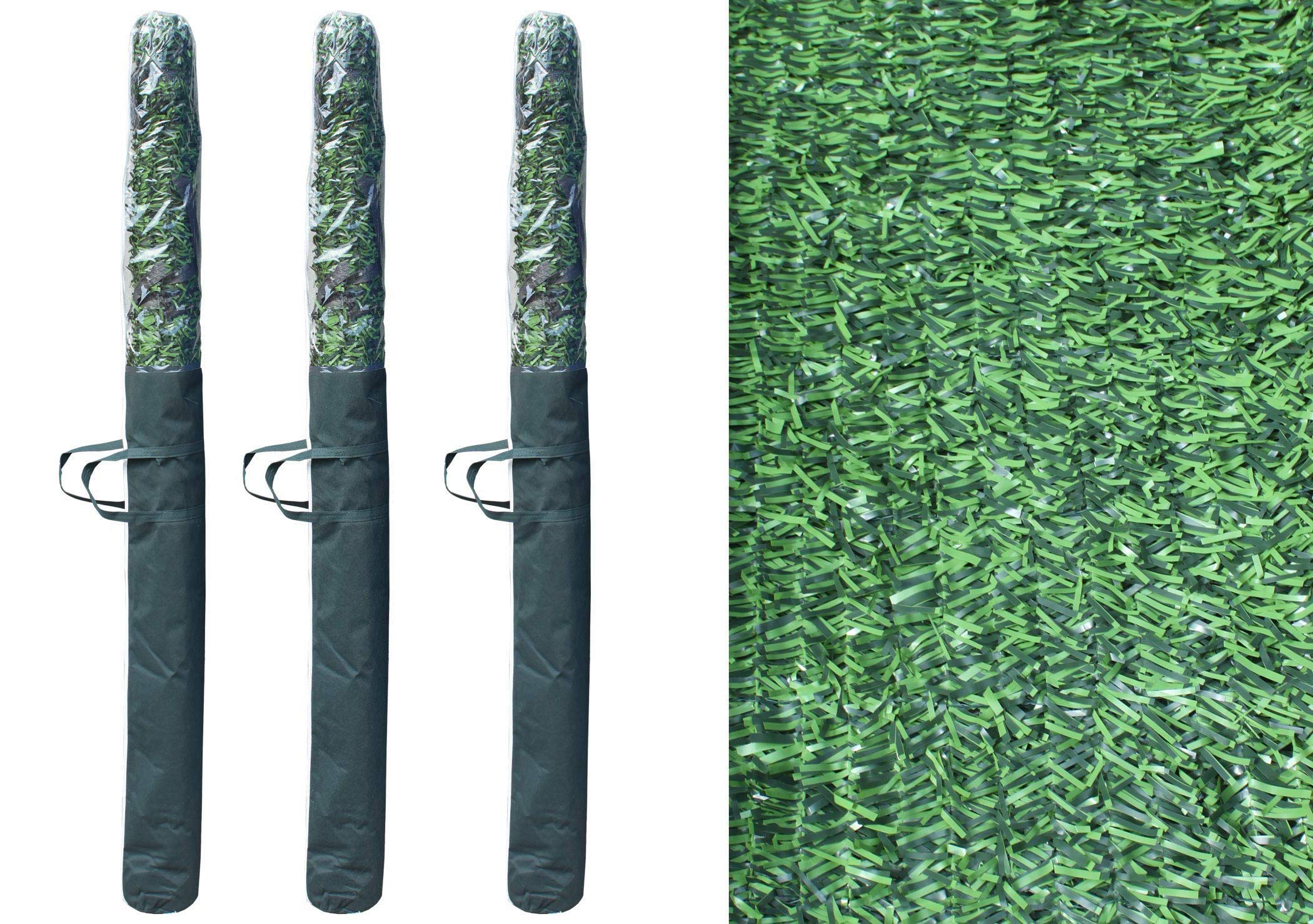 PAL | Rollo de seto Artificial ignífugo Verde de ocultación vallado jardín 3x1.5m (3- Rollos seto 3x1.5)