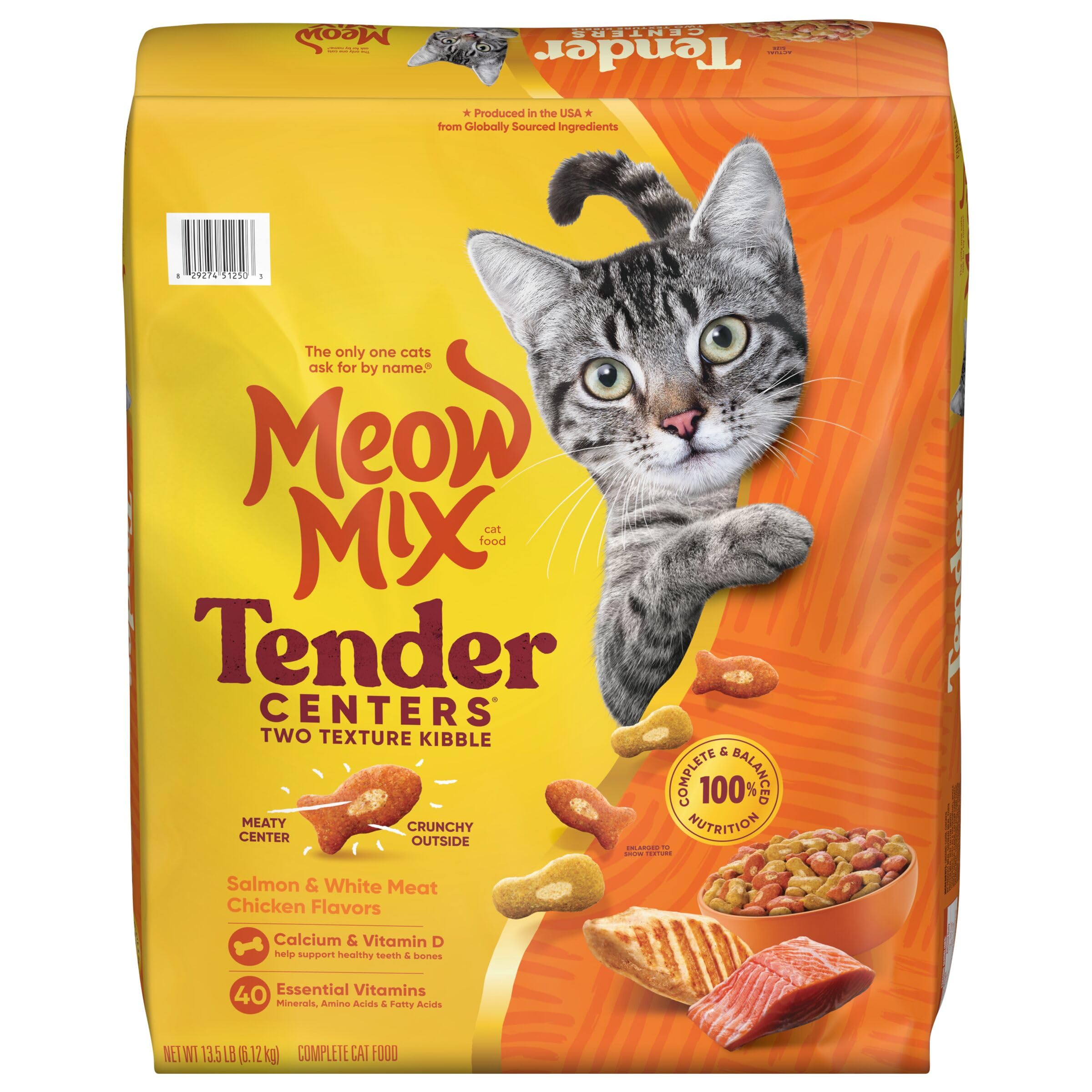 Meow Mix Tender Centers Dry Cat Food, Salmon & Chicken, 13.5 Pounds