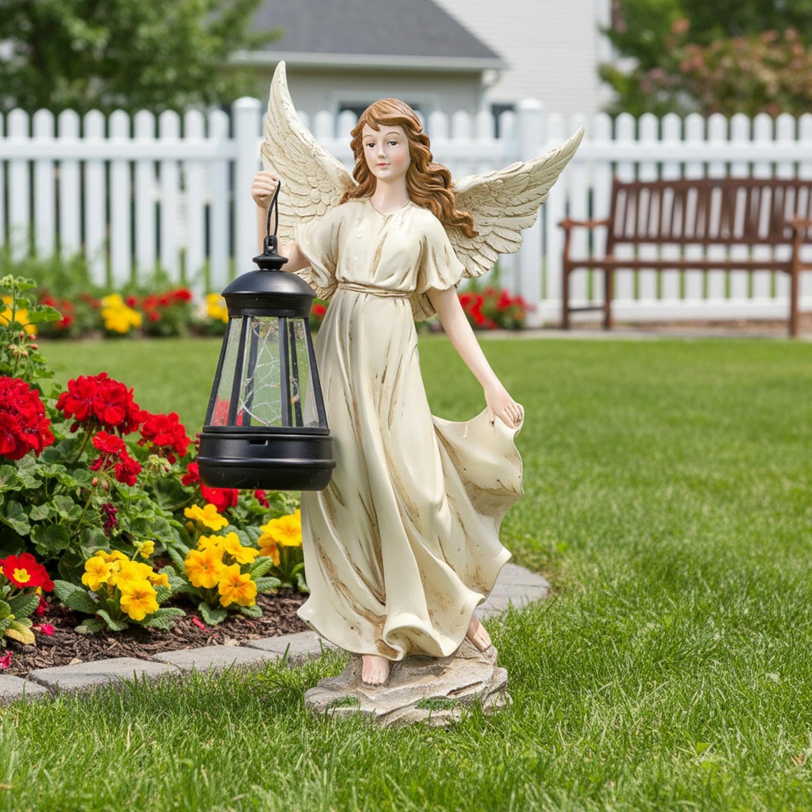 Sharplace Statuetta da Giardino a energia Solare, Scultura Solare per Esterni, Statua da Giardino a Basso consumo energetico per l'arredamento del