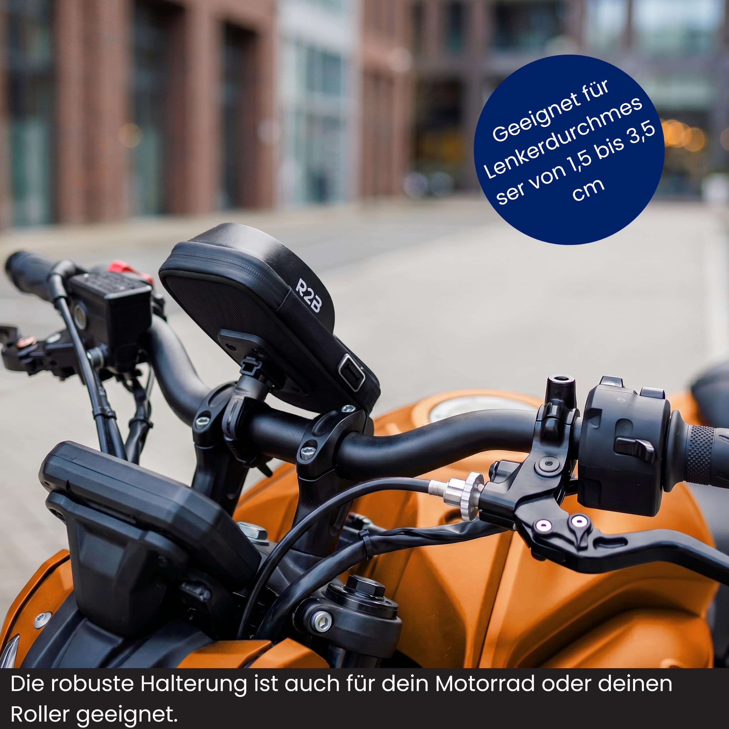 R2B Wasserdichte Handyhalterung Fahrrad mit Powerbank passend für Magsafe - Mit Zusätzlichem Staufach, Telefonhalter für Mountainbikes, Motorrad und Kinderwagen, 360-Grad-Rotationsfunktion, Einfache