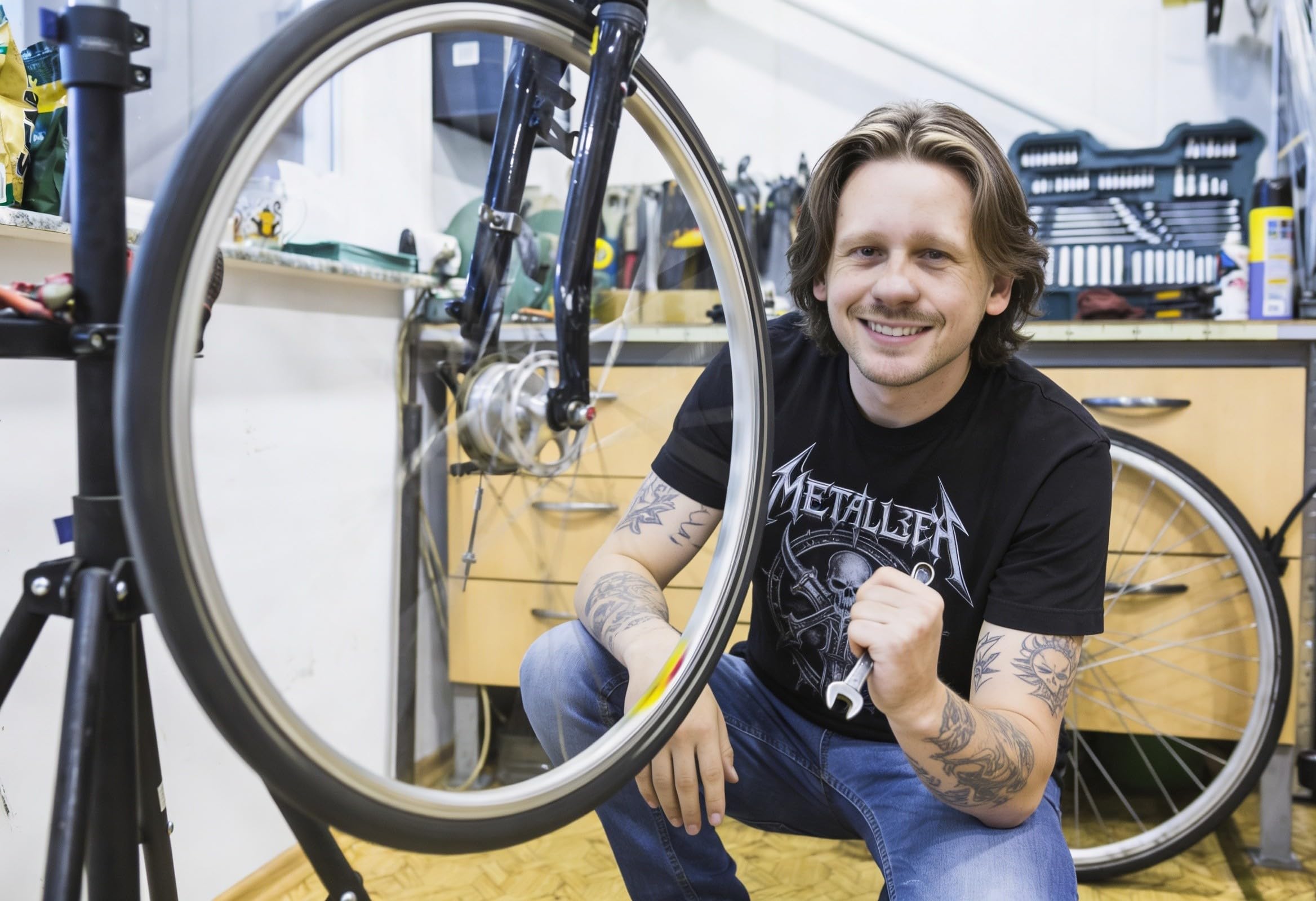 BIKE REPAIR Montageständer mit Vierbeinkreuz Ständer Fahrrad Reparatur Teleskop Stativ Schnellspanner ebike 30 kg