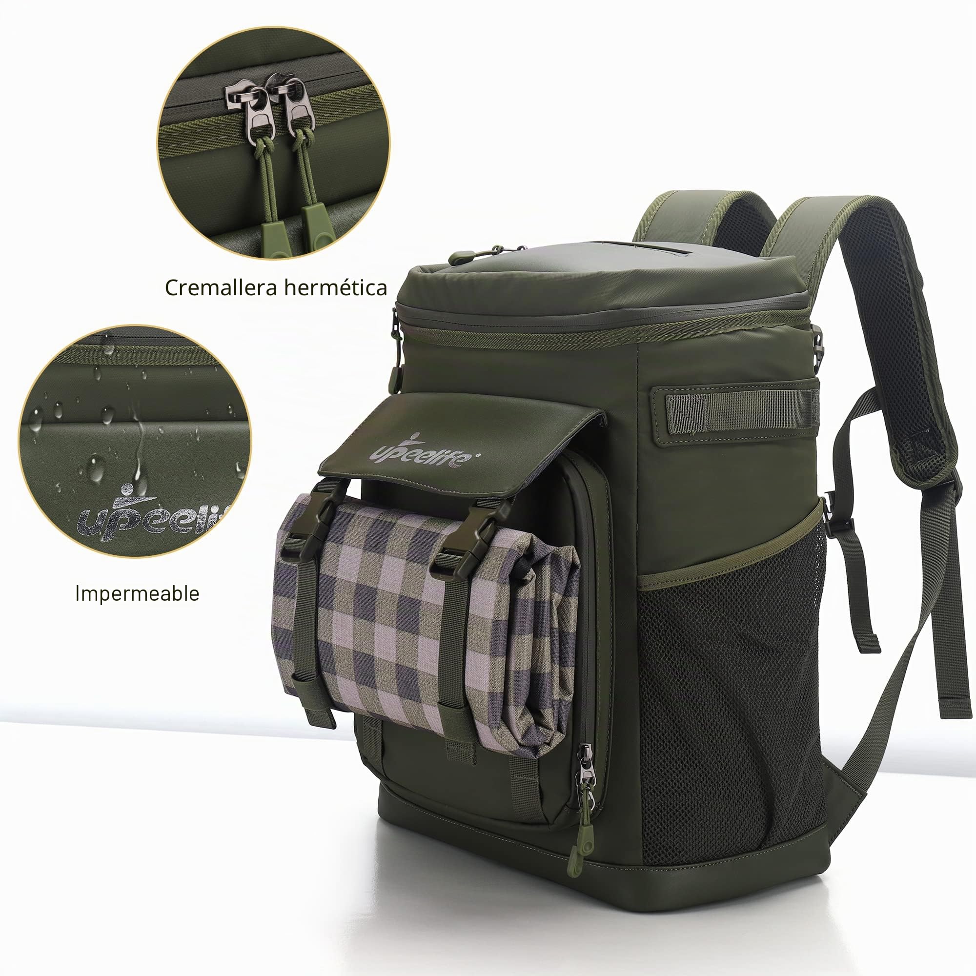 Upeelife Mochila Nevera Isotermica, 30L Grande Mochila Nevera Portatil Impermeable, Bolsa Picnic Termica Prueba de Fugas