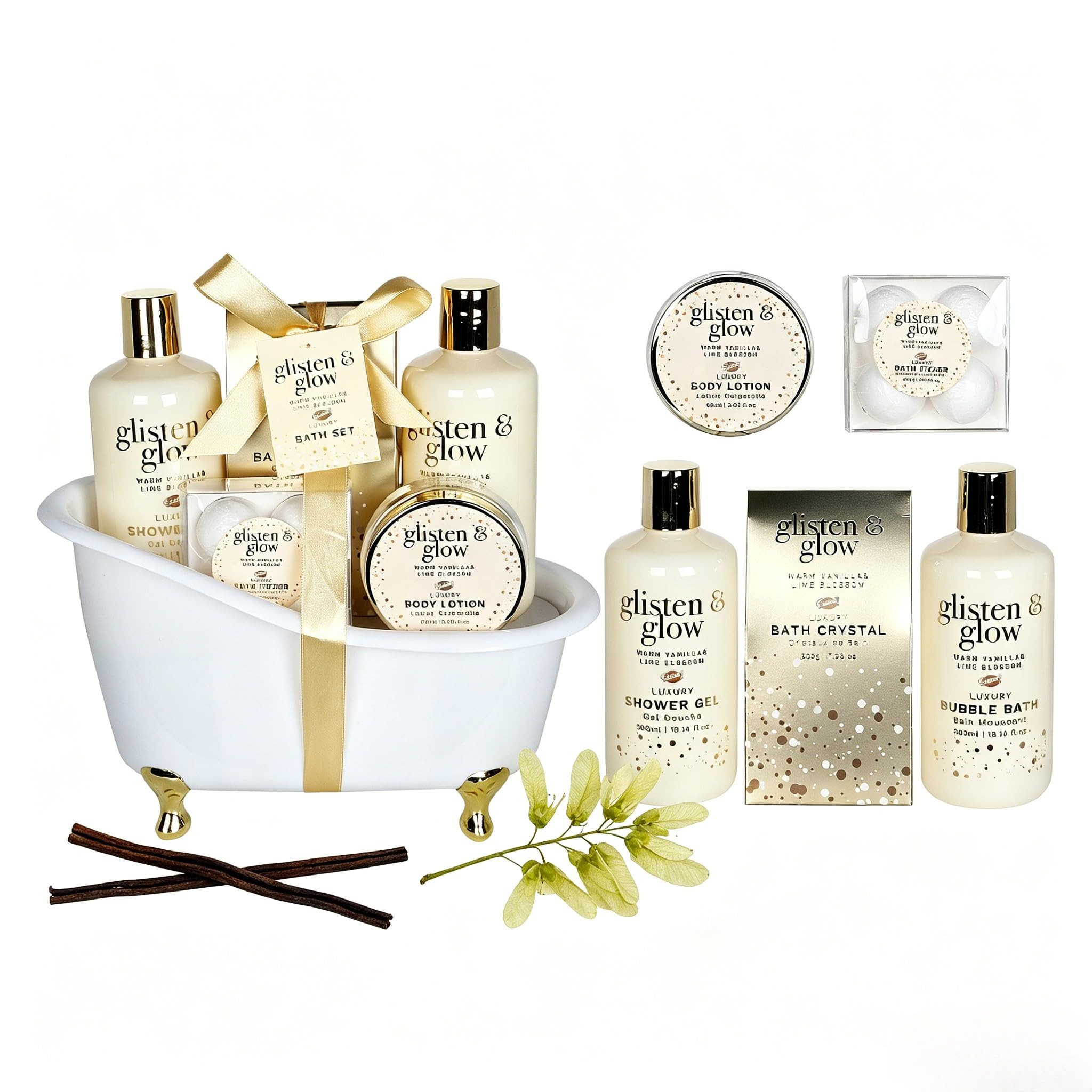GLOSS ! Cofanetto da bagno LUXURY GOLD – Cofanetto di bellezza per donna – Cesto di bellezza, cura e benessere – Regalo per donna, compleanno, Natale, insegnante, festa della mamma - BAIGNOIRE