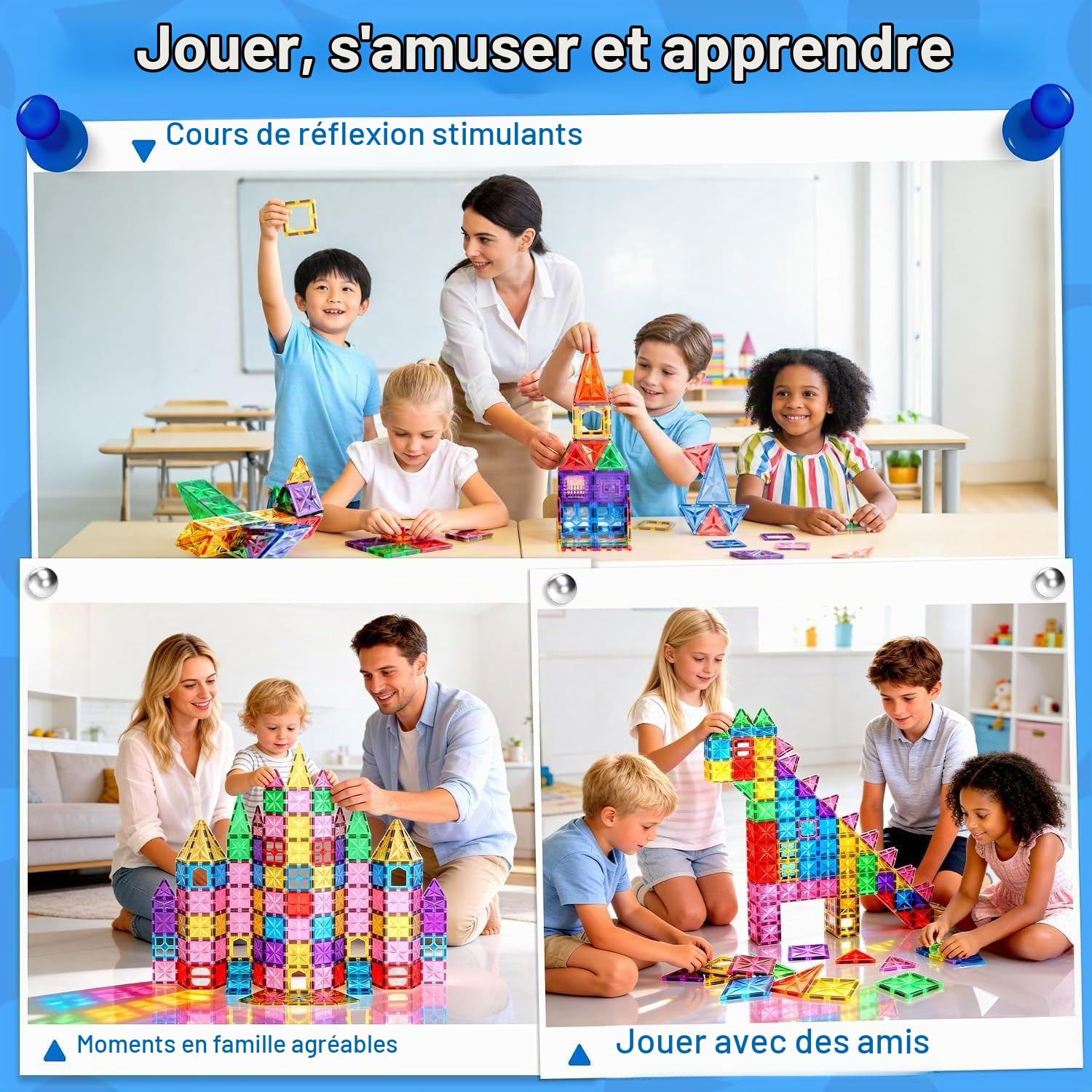 WOOBLO Construction Magnetique,Enfant Jouet Magnétique STEM 3+, Amovible