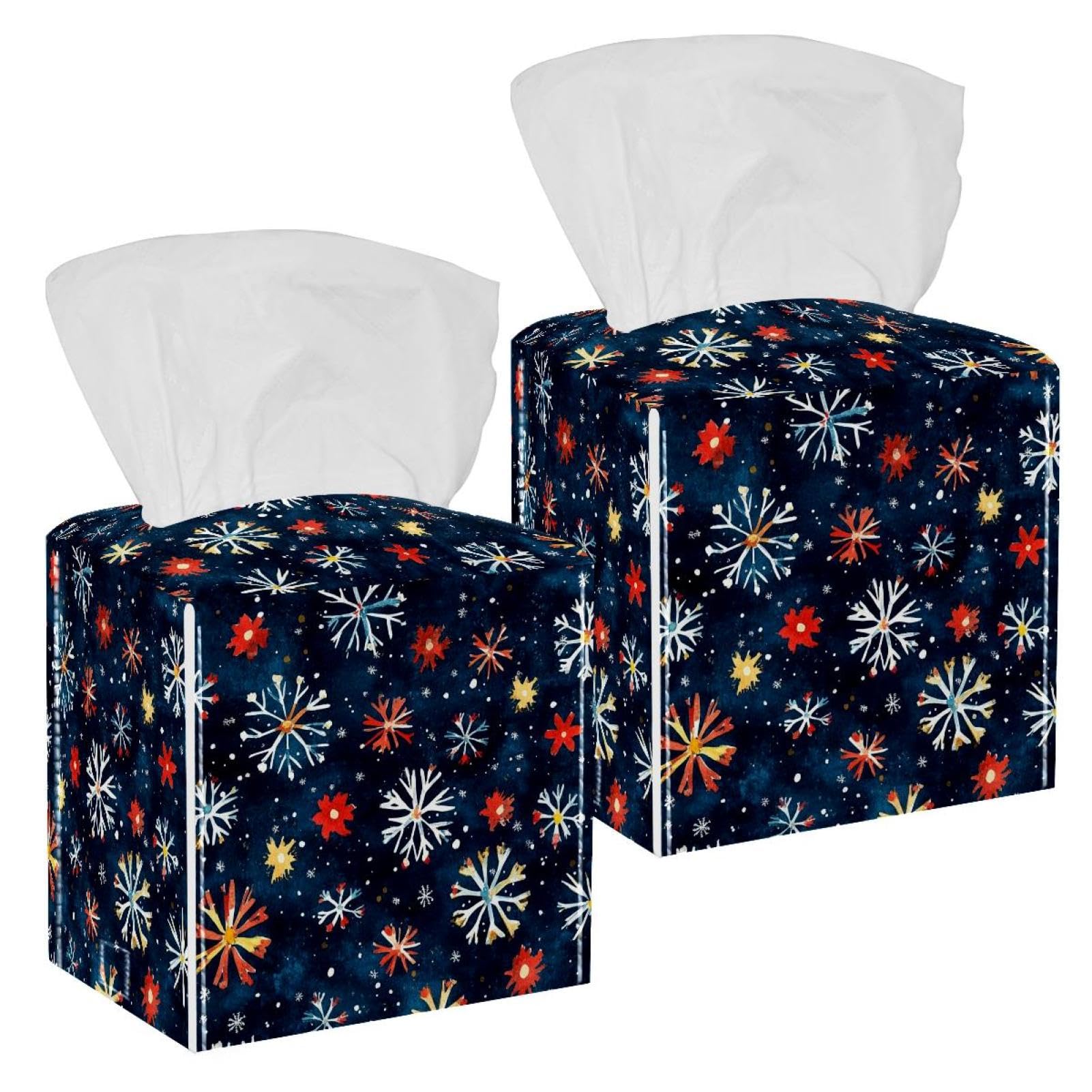 Boîte à mouchoirs en cuir design flocon de neige pour table