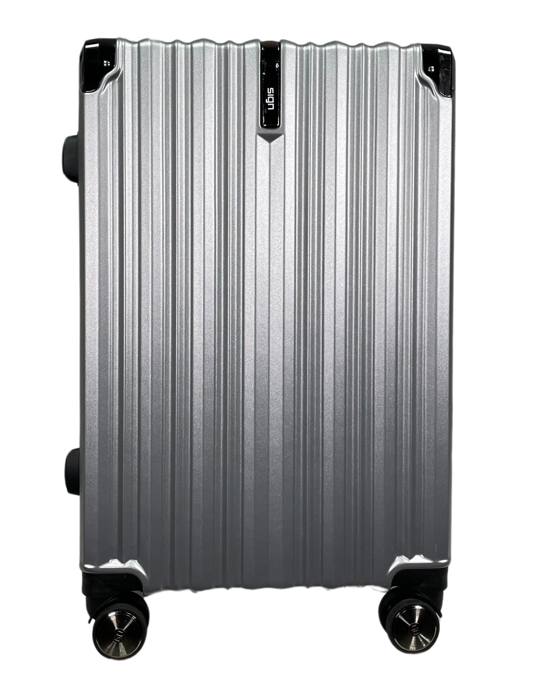 SIGN Hartschalen Reisekoffer Trolley ABS Tasche Leicht 4 Doppelrollen (Handgepäck-Mittel-Groß-Set) Nummernschloss (Silber, Großer Koffer (75cm))