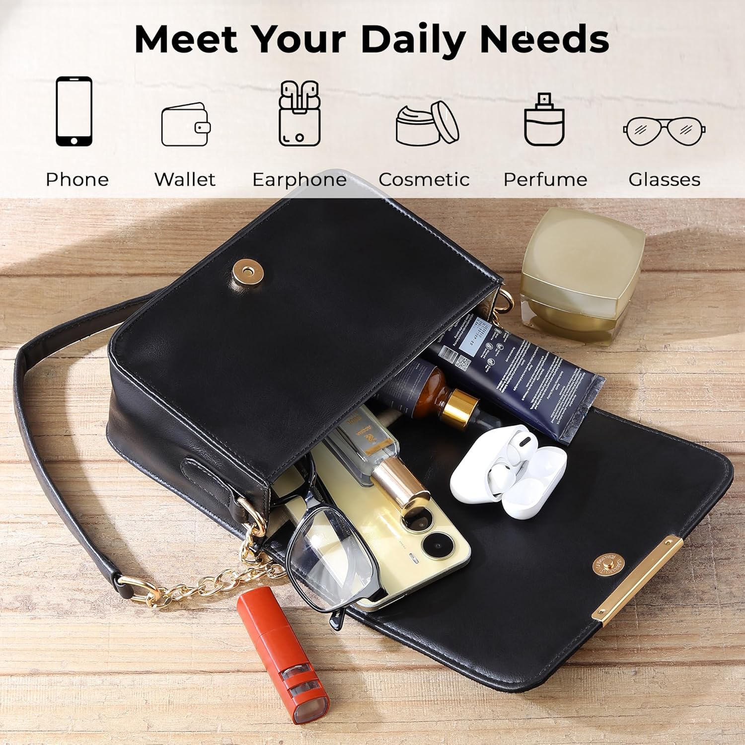 FOXHACKLE Crossbody Bag for Women – Trendy Shoulder Purse with Chain Strap, Clutch Satchel for Evening & Casual Wear - Image 3