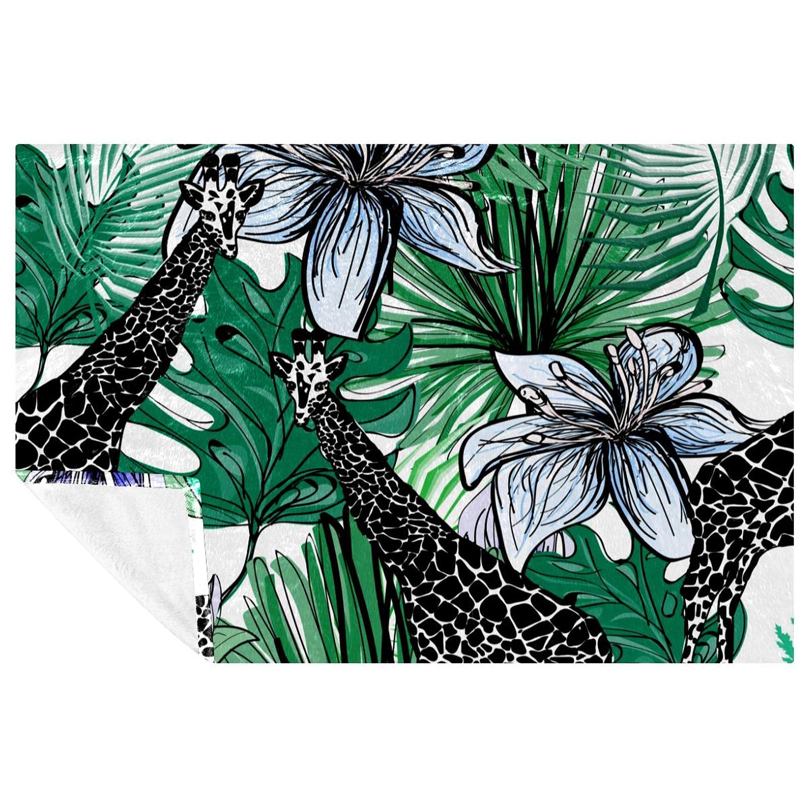 Couverture girafe 150x100 cm douce et chaude pour lit et canapé