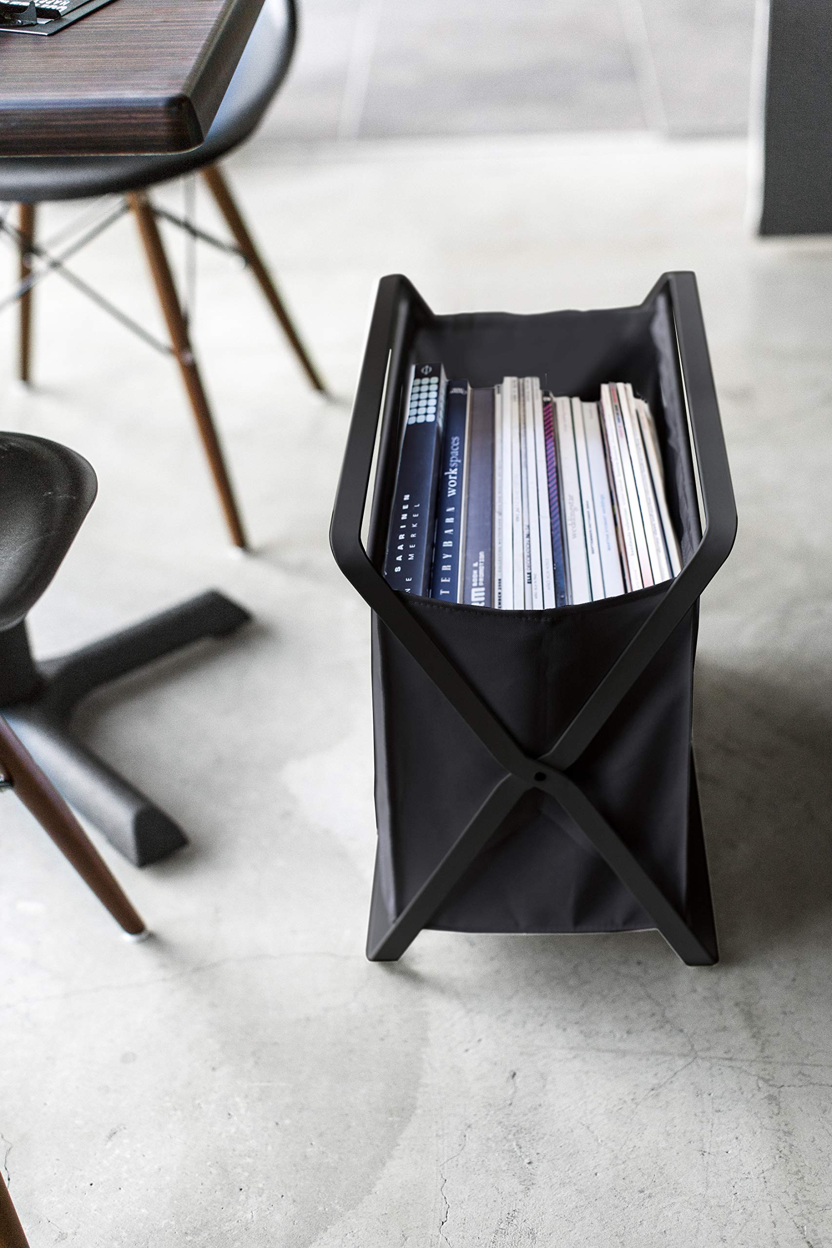 Yamazaki 3545 TOWER Storage Basket, black, Steel/Polyester/Polypropylene, 46 x 29 x 40 cm